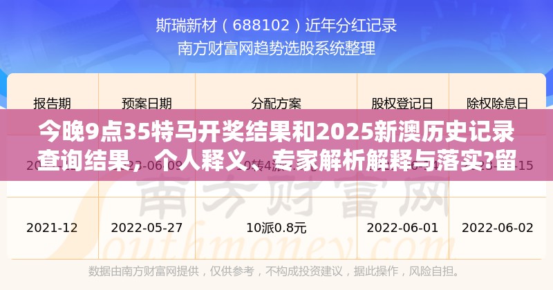今晚9点35特马开奖结果和2025新澳历史记录查询结果，个人释义、专家解析解释与落实?留心虚假的虚架势