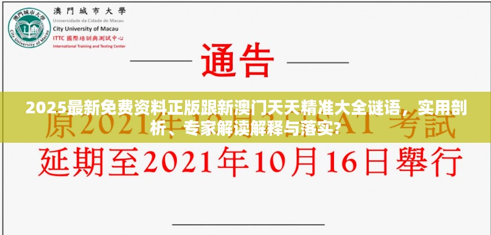 2025最新免费资料正版跟新澳门天天精准大全谜语，实用剖析、专家解读解释与落实?